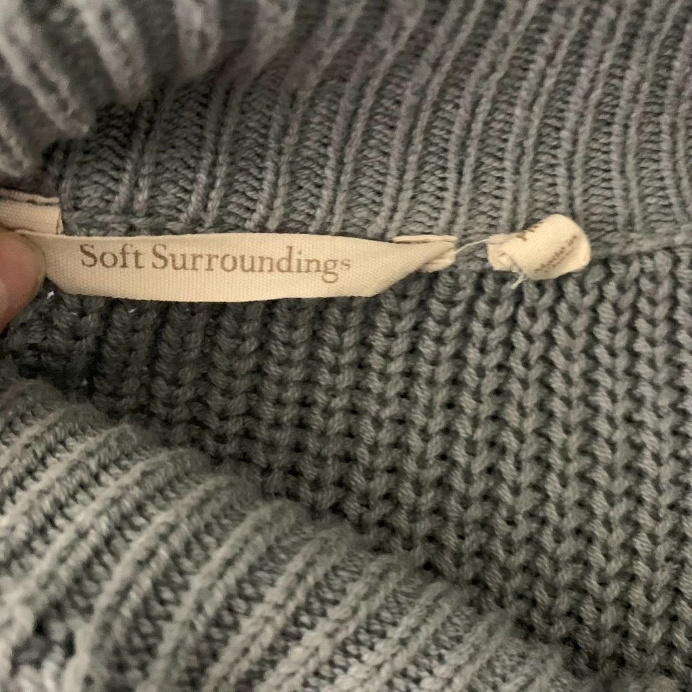 Soft Surroundings Highland Sweater M Grey Snaps Pockets Chunky Rib Knit Tunic - Picture 6 of 6